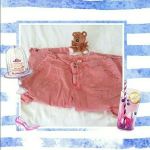 Old Navy Rose Pink Distressed Cargo Capris size 8